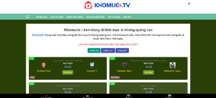 KhomucTV - Trang xem trực tiếp bóng đá uy tín